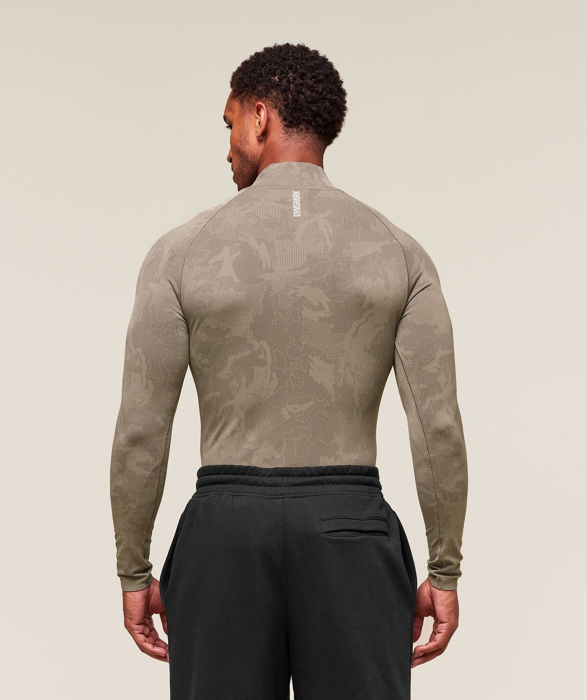 Gymshark Geo Seamless 1/4 Zip - Linen Brown/Camo Brown