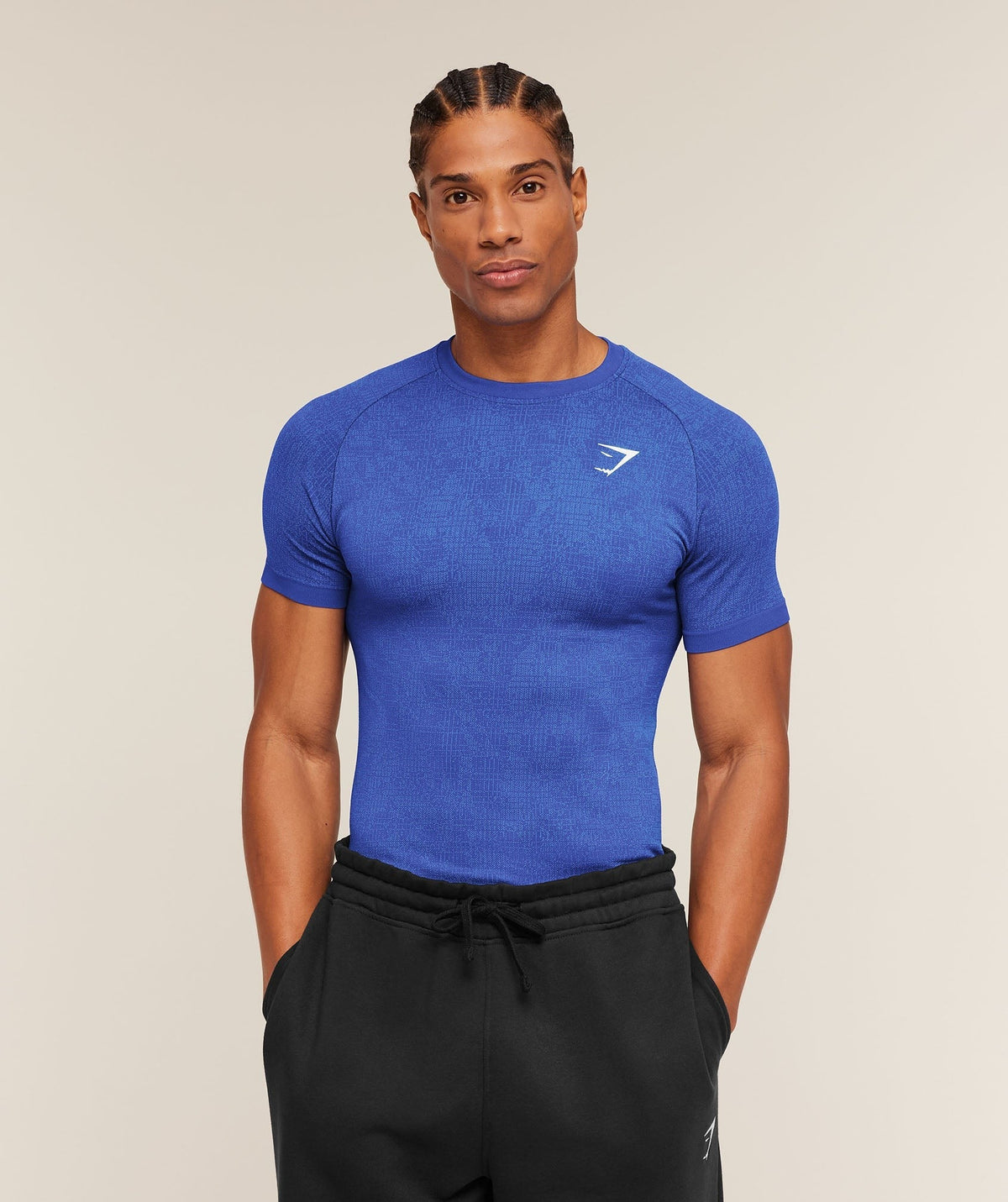 Gymshark Geo Seamless Grid Tee - Force Blue/Steady Purple