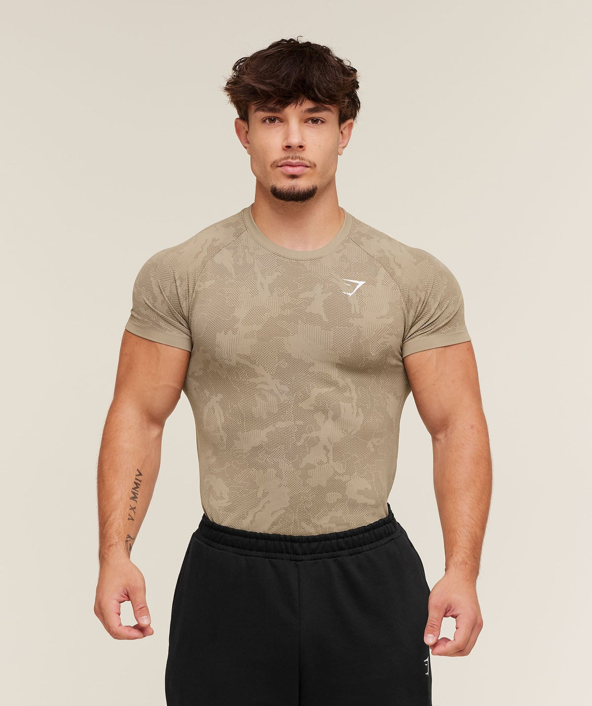 Gymshark Geo Seamless Tee - Cement Brown/Soul Brown