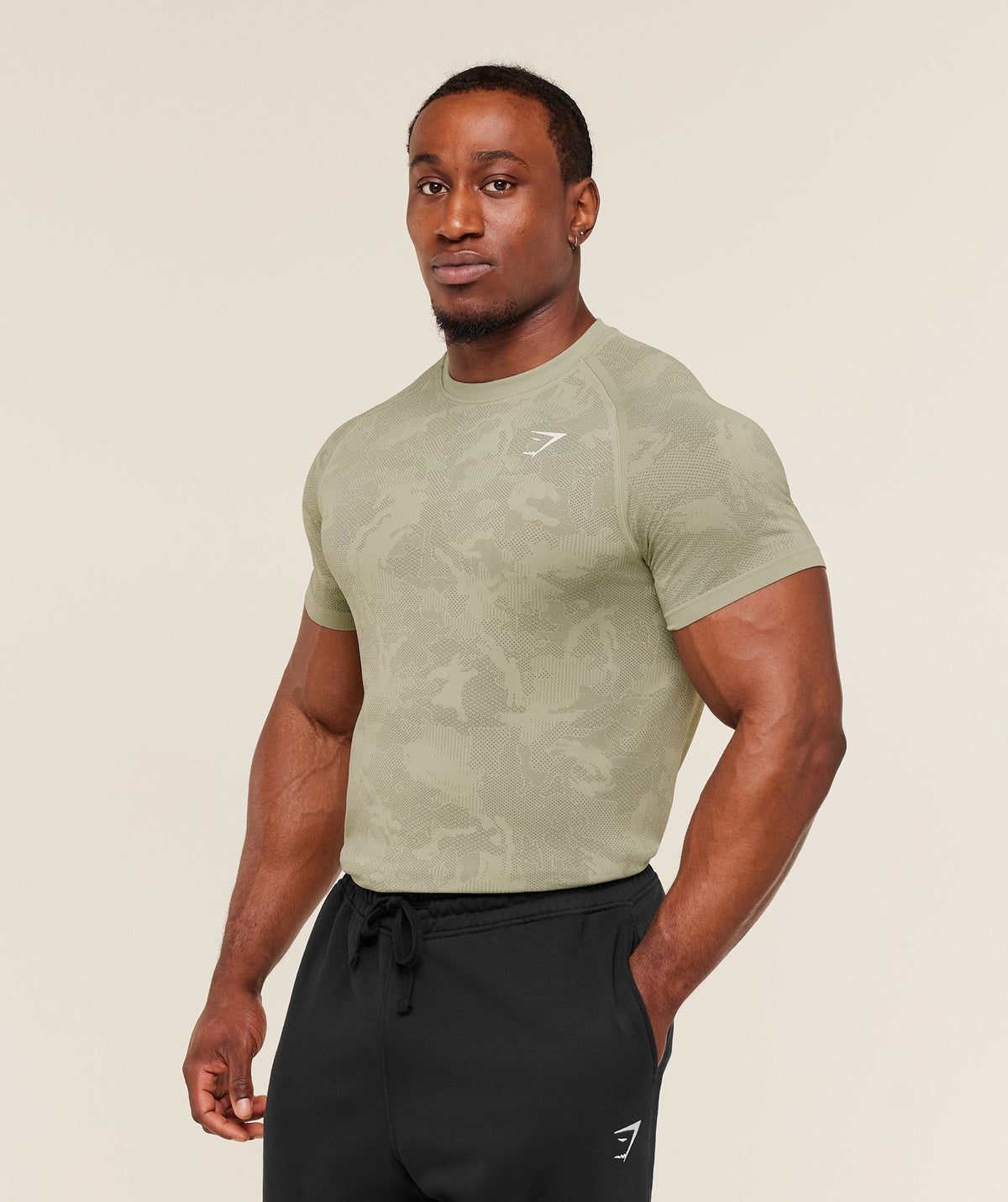 Gymshark Geo Seamless Tee - Haze Green/Unit Green