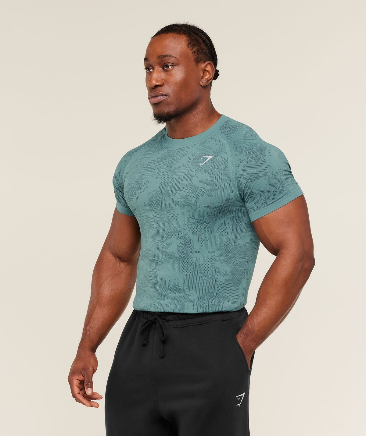 Gymshark Geo Seamless Tee - Storm Blue/Stealth Blue