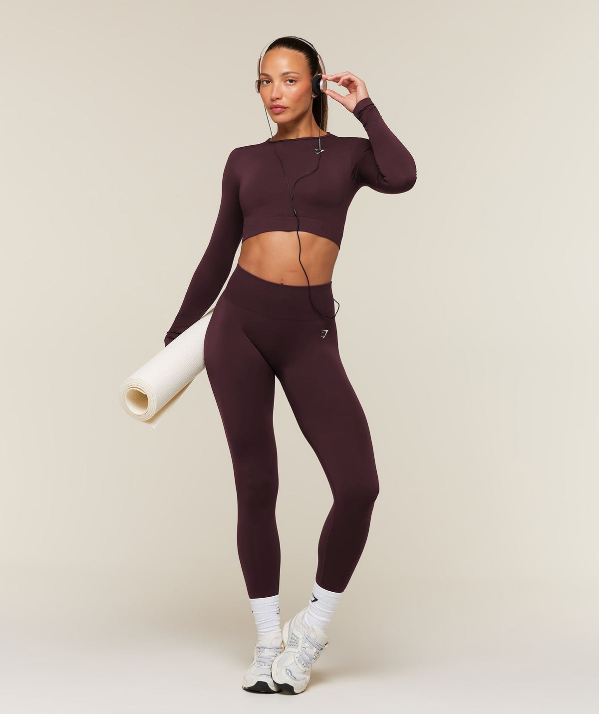 Gymshark Everyday Seamless Long Sleeve Crop Top - Cherry Purple