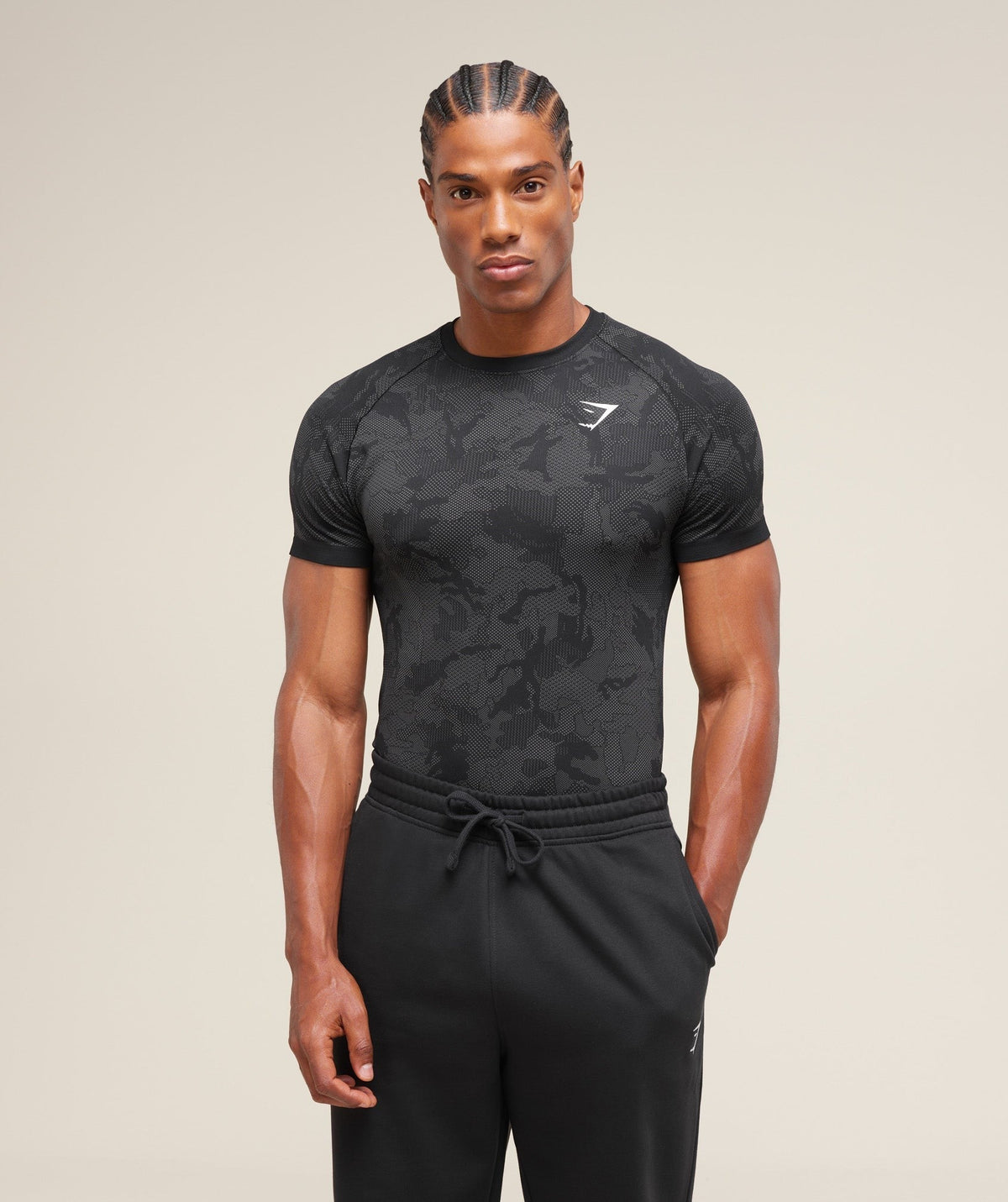 Gymshark Geo Seamless Tee - Black/Charcoal Grey