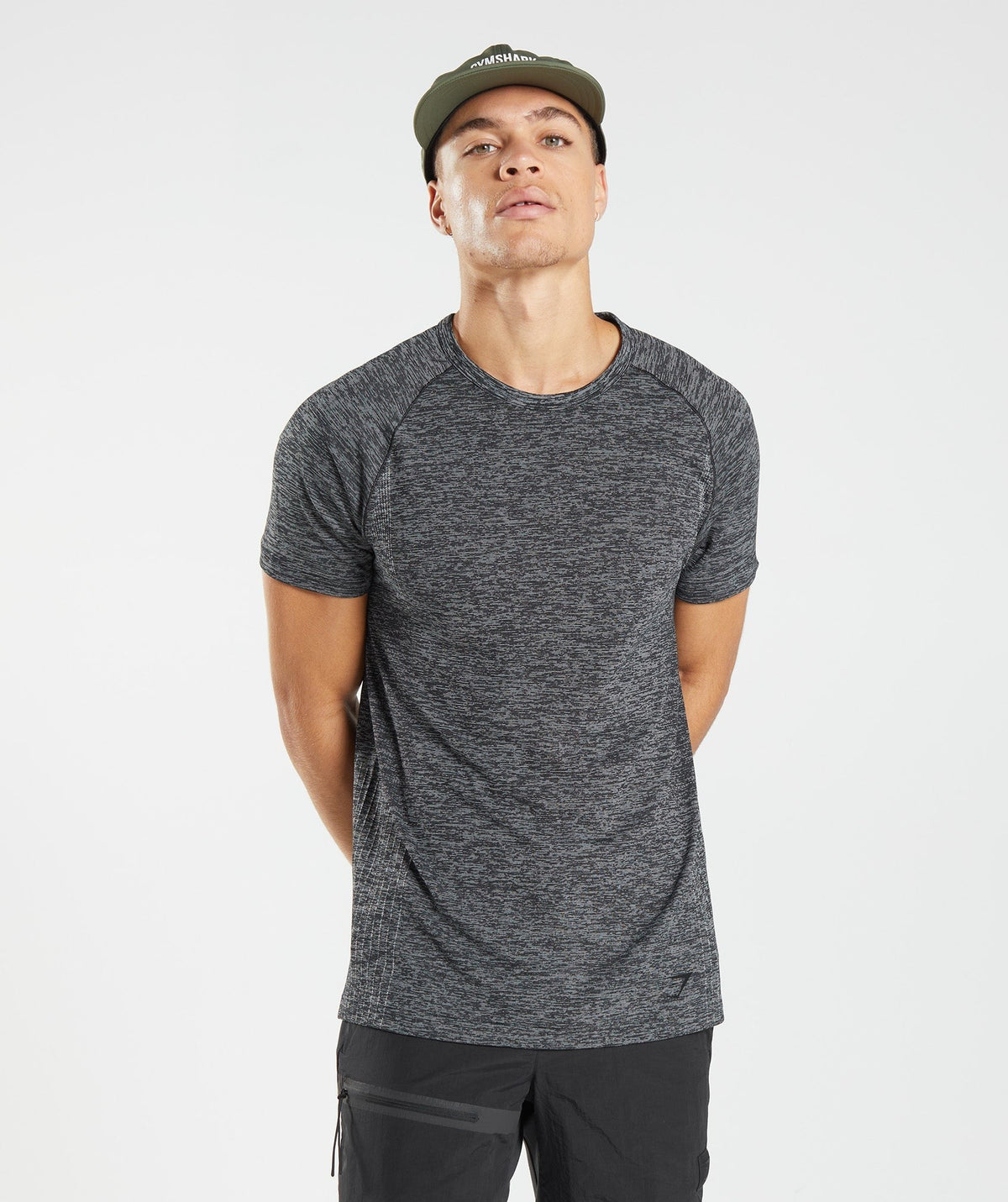 Gymshark Retake Seamless Tee - Black/White Marl