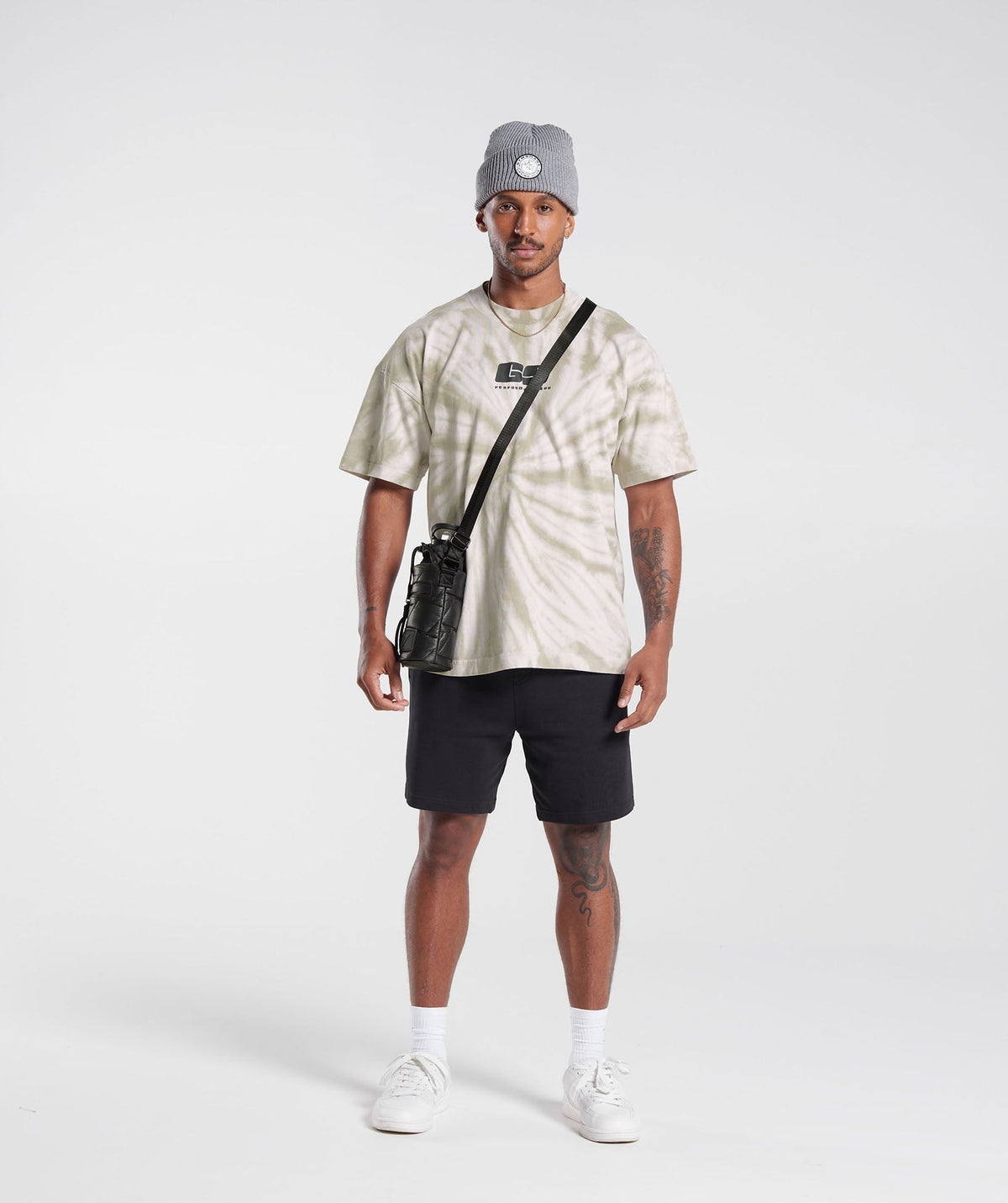 Gymshark Rest Day Tee - White/Mushroom Brown/Spiral Optic Wash