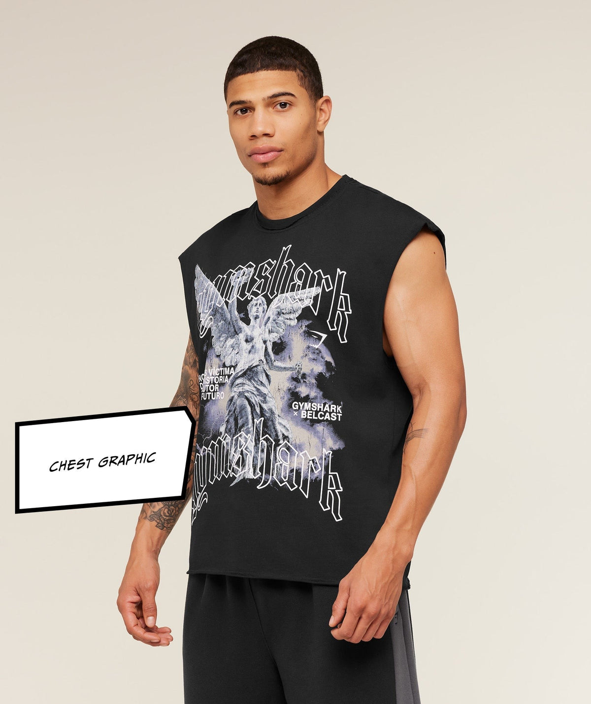 Gymshark GS x Carlos Cut off Tee - Black