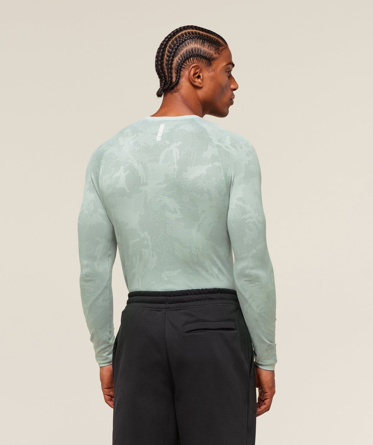 Gymshark Geo Seamless Long Sleeve Tee - Morning Blue/Celeste Blue