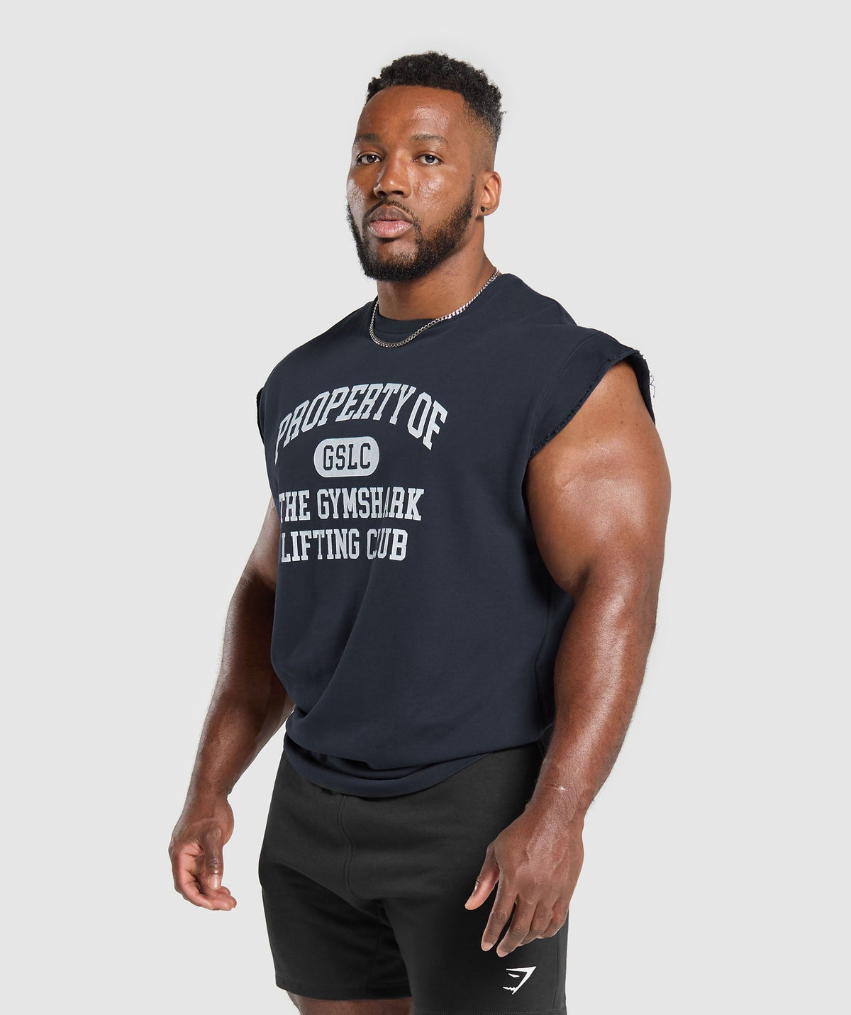 Gymshark Graphic Cut Off Tee - Heavy Blue