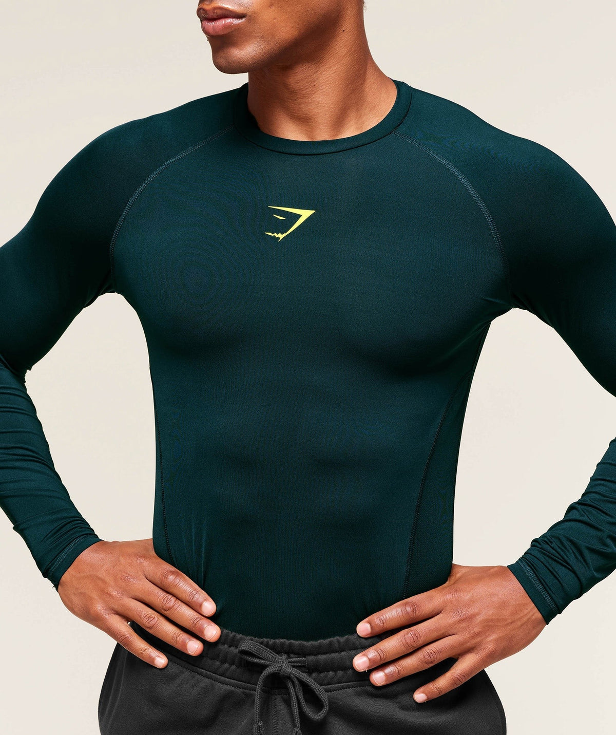 Gymshark Element Baselayer Long Sleeve Tee - Deep Petrol Blue/Sorbet Yellow