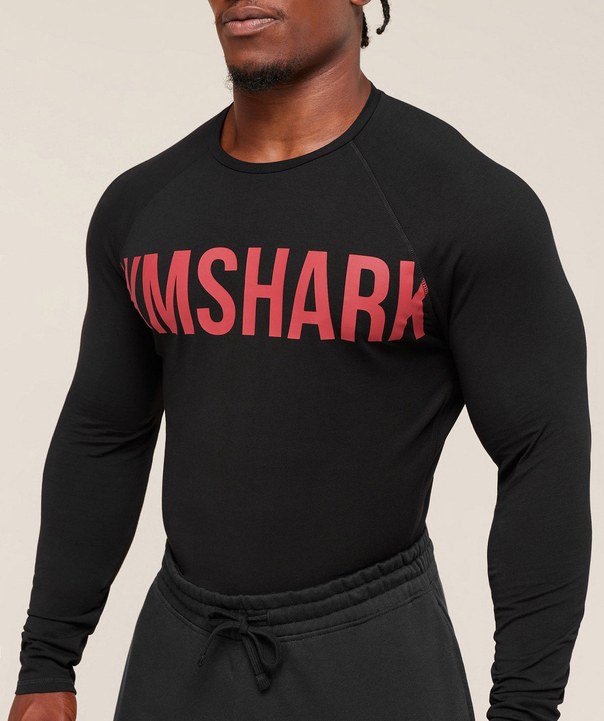 Gymshark Prime Long Sleeve Tee - Black/Vivid Red