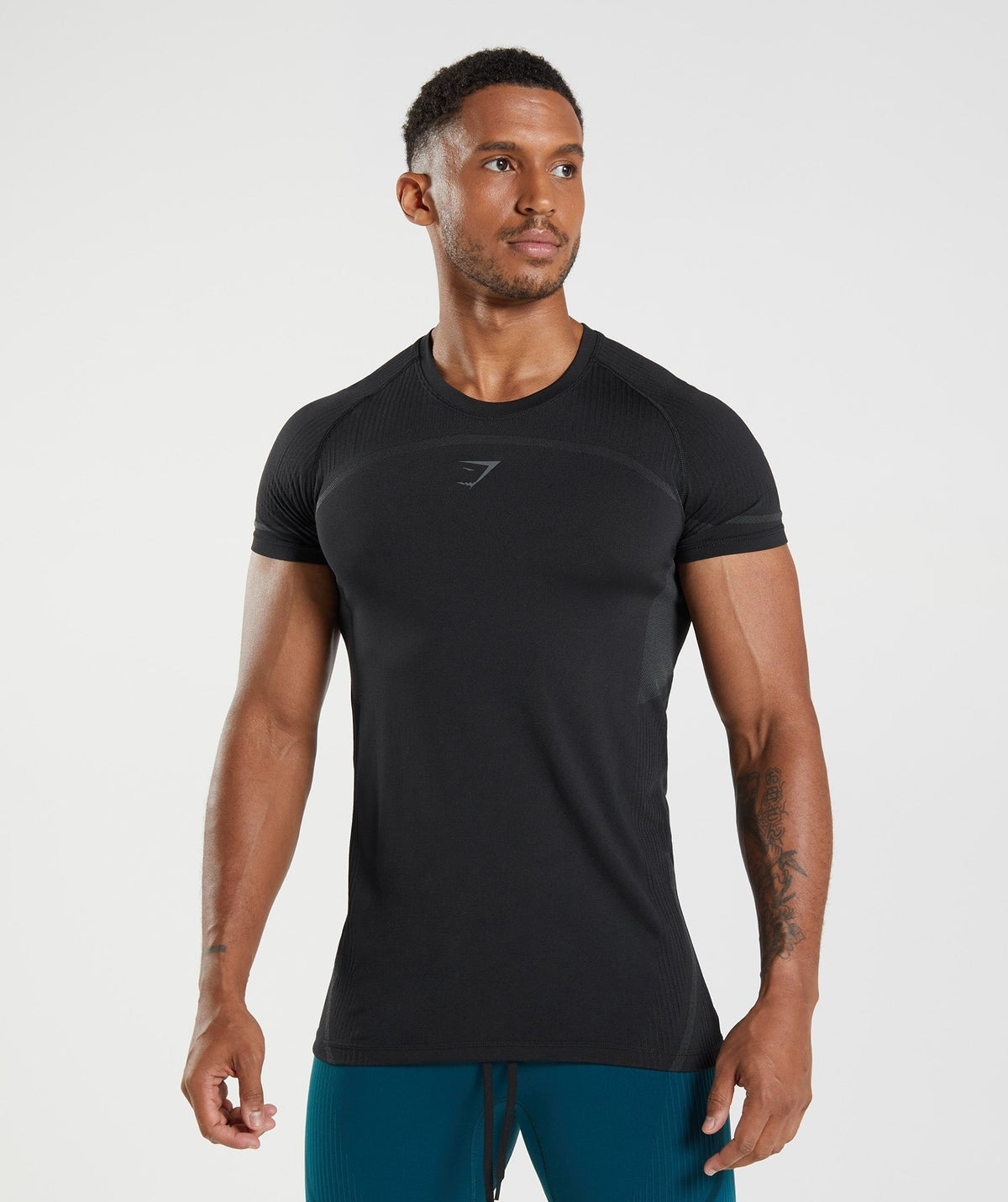 Gymshark 315 Seamless Tee - Black/Charcoal Grey