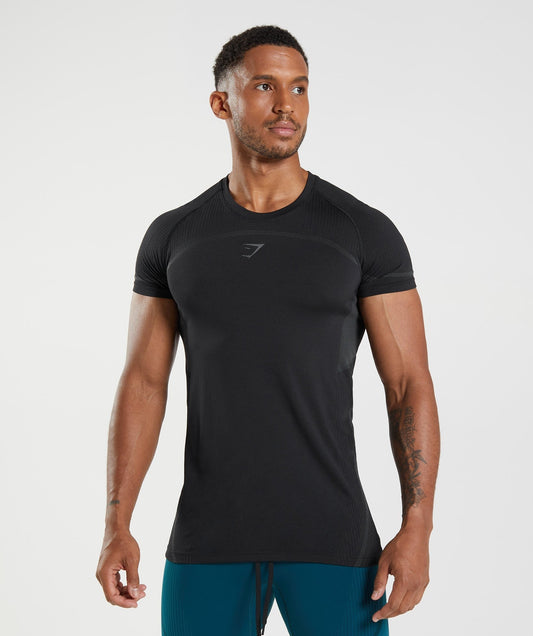 Gymshark 315 Seamless Tee - Black/Charcoal Grey