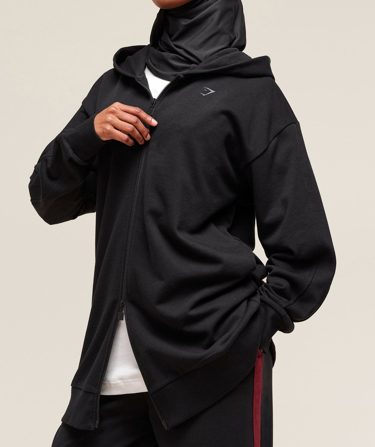 Gymshark Covered Longline Zip Up Hoodie - Black