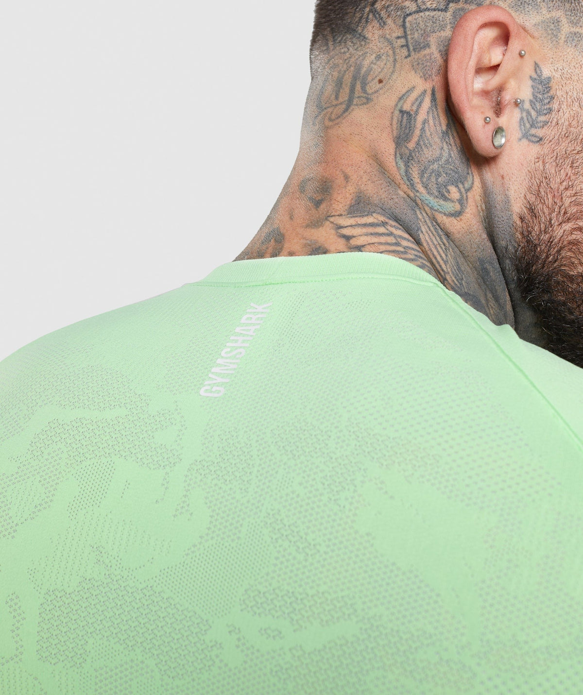 Gymshark Geo Seamless Long Sleeve Tee - Bali Green/White