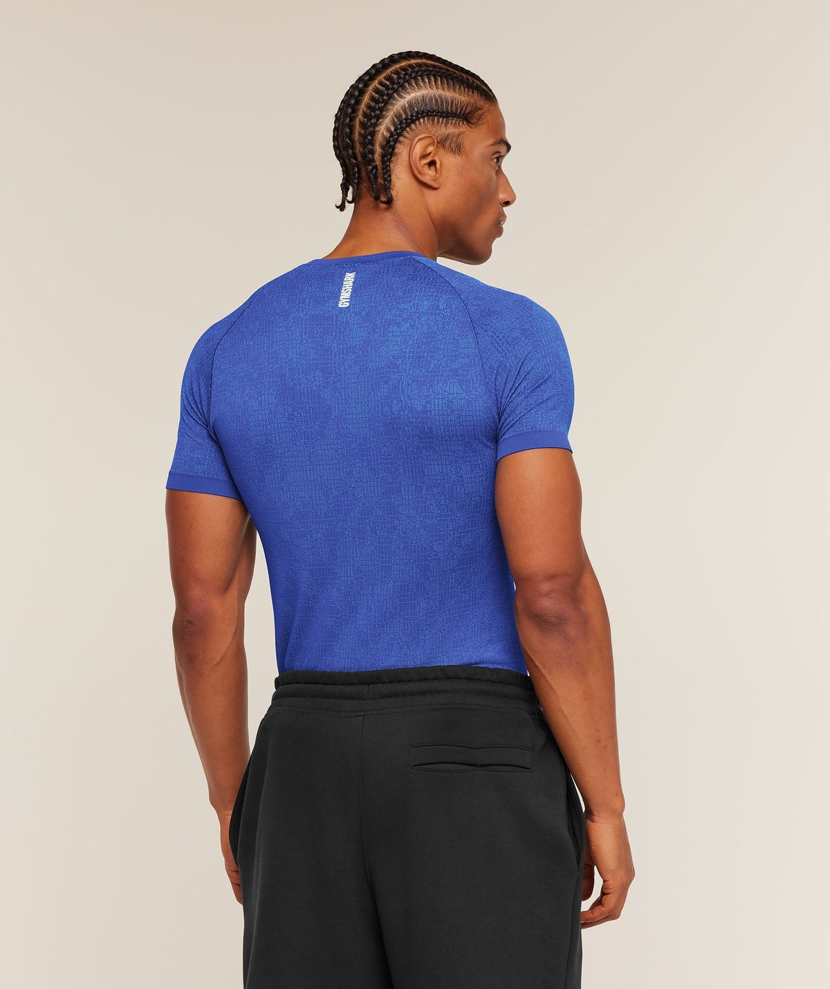 Gymshark Geo Seamless Grid Tee - Force Blue/Steady Purple
