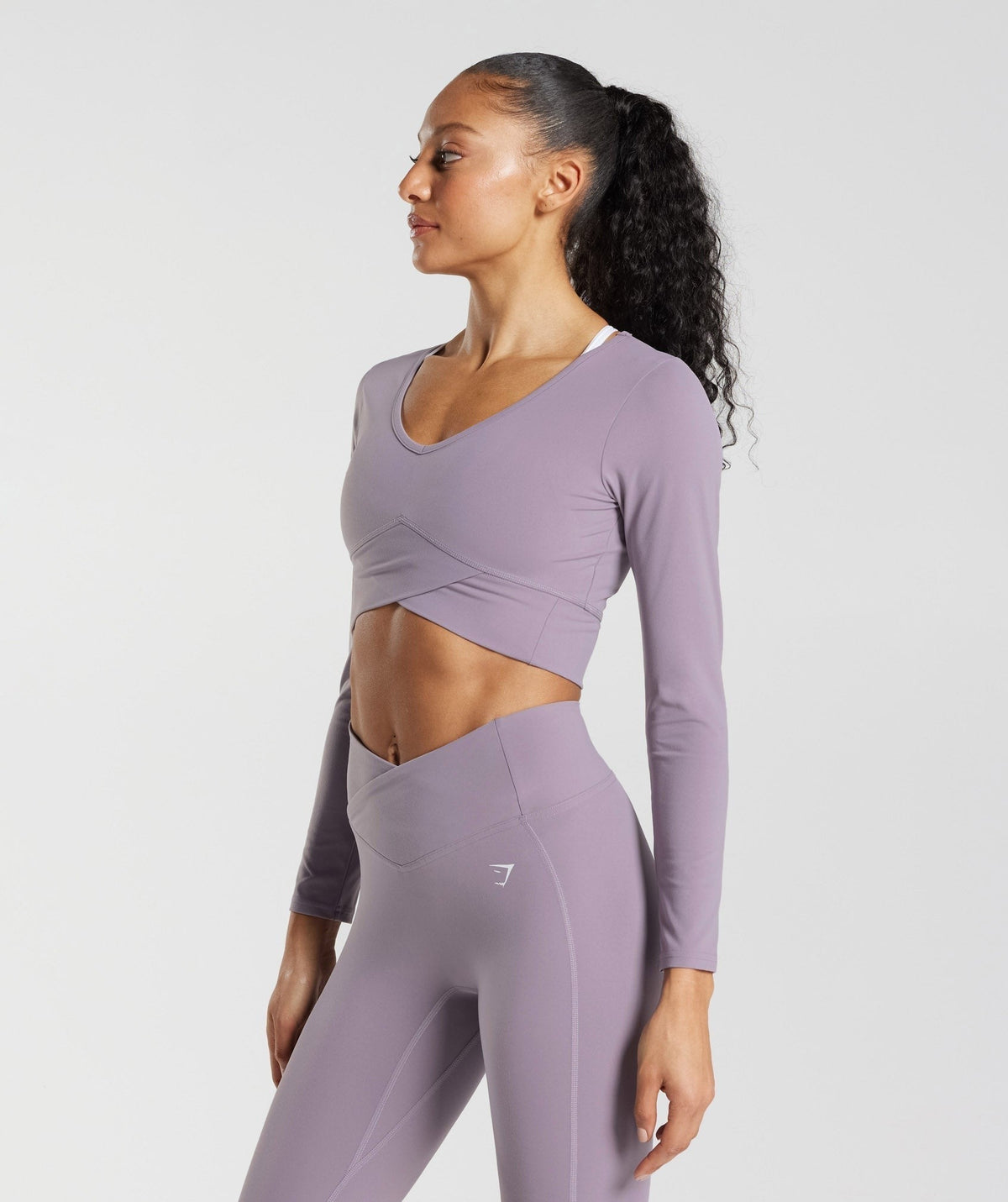 Gymshark Crossover Long Sleeve Crop Top - Purple