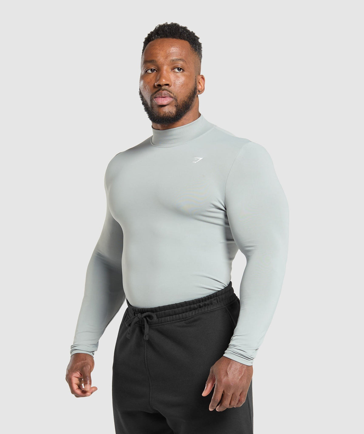 Gymshark Everyday Seamless Mock Long Sleeve Tee - Silver Grey