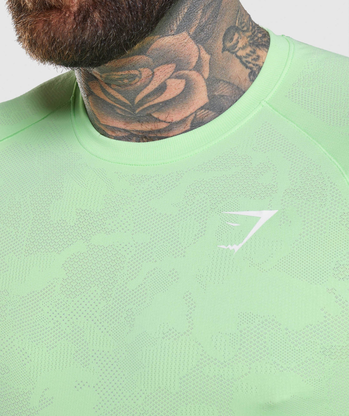 Gymshark Geo Seamless Long Sleeve Tee - Bali Green/White