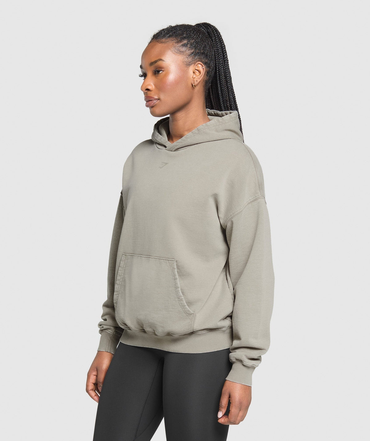 Gymshark 66 Washed Graphic Oversized Hoodie - Linen Brown/Wash