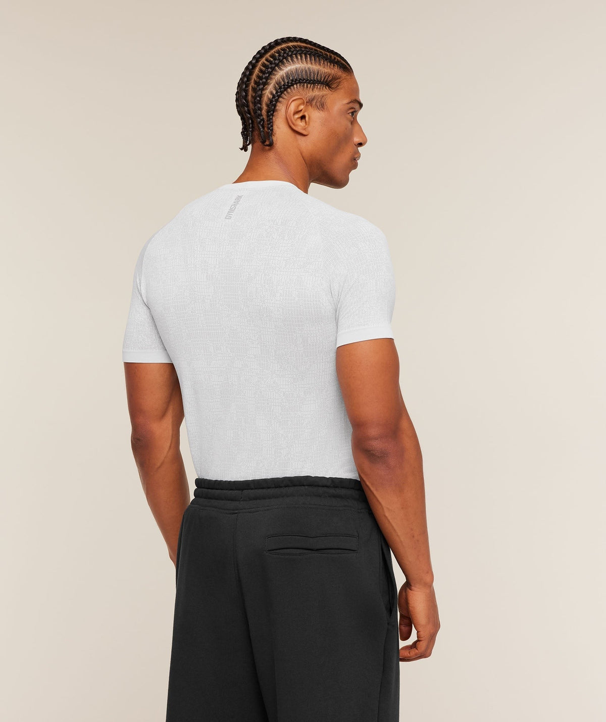 Gymshark Geo Seamless Grid Tee - White/Silver Grey