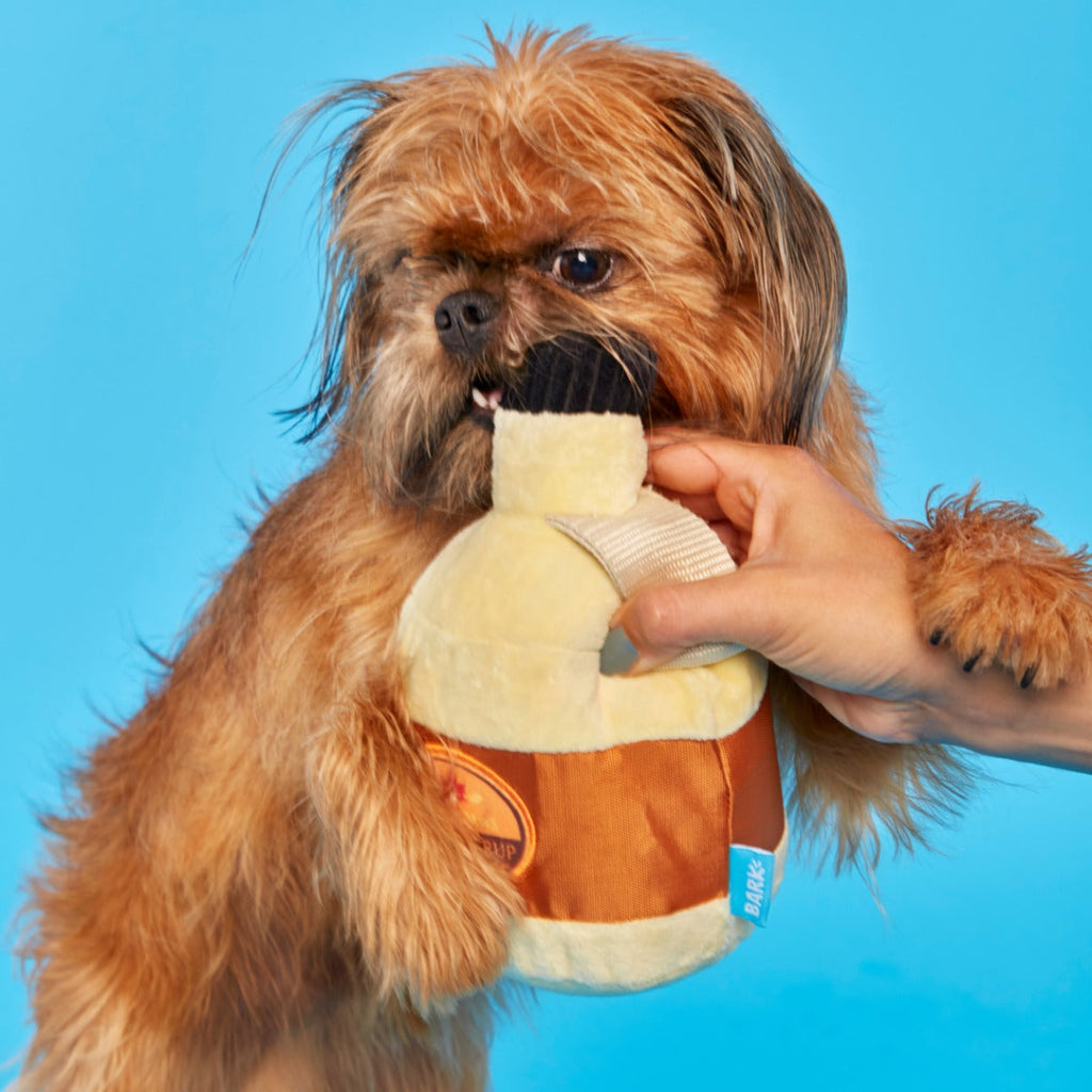 Sticky Paws Maple Syrup Plush 2-in-1 Rip and Reveal Dog Toy