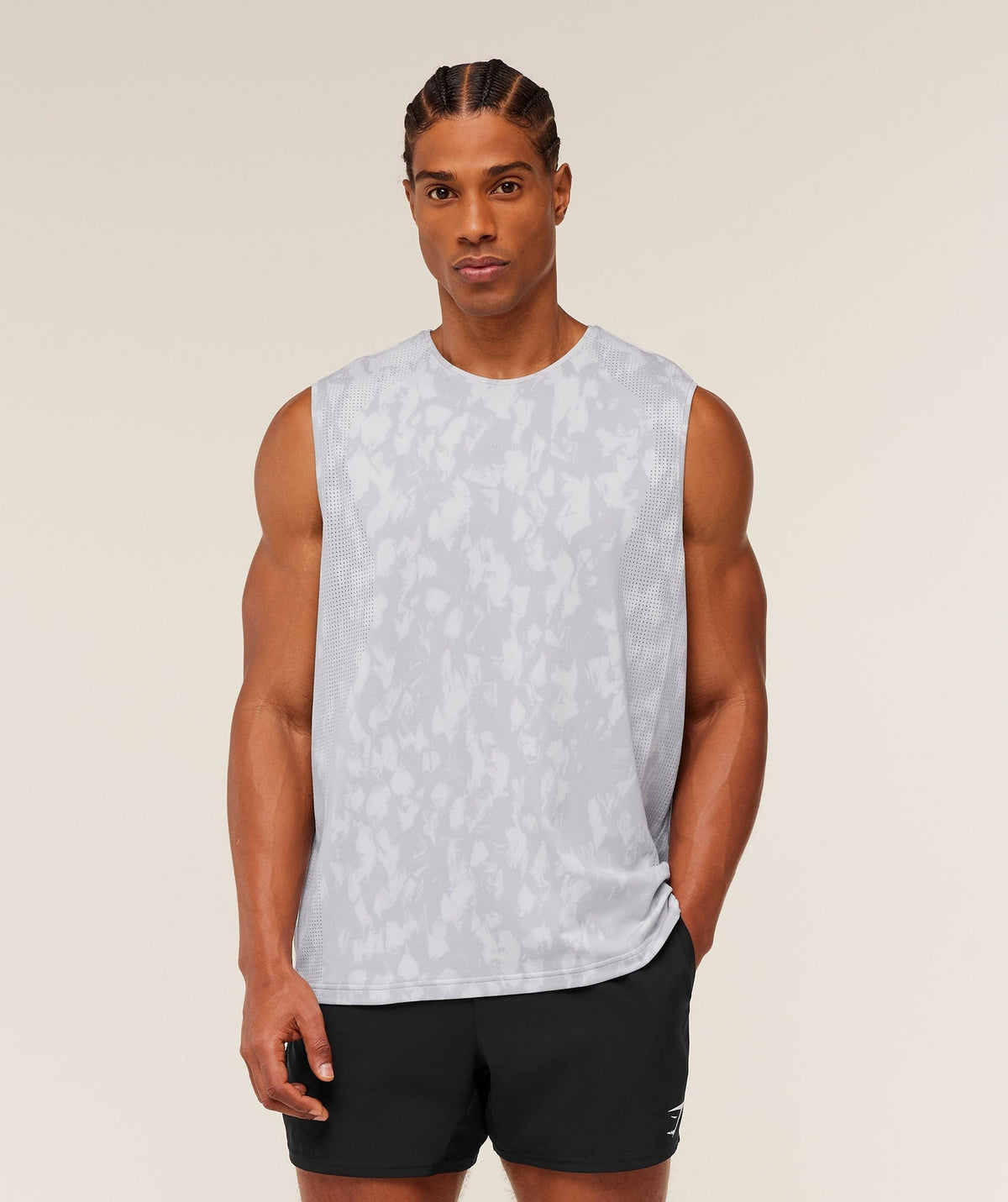 Gymshark Distance Seamless Tank - Light Grey/Acid Wash