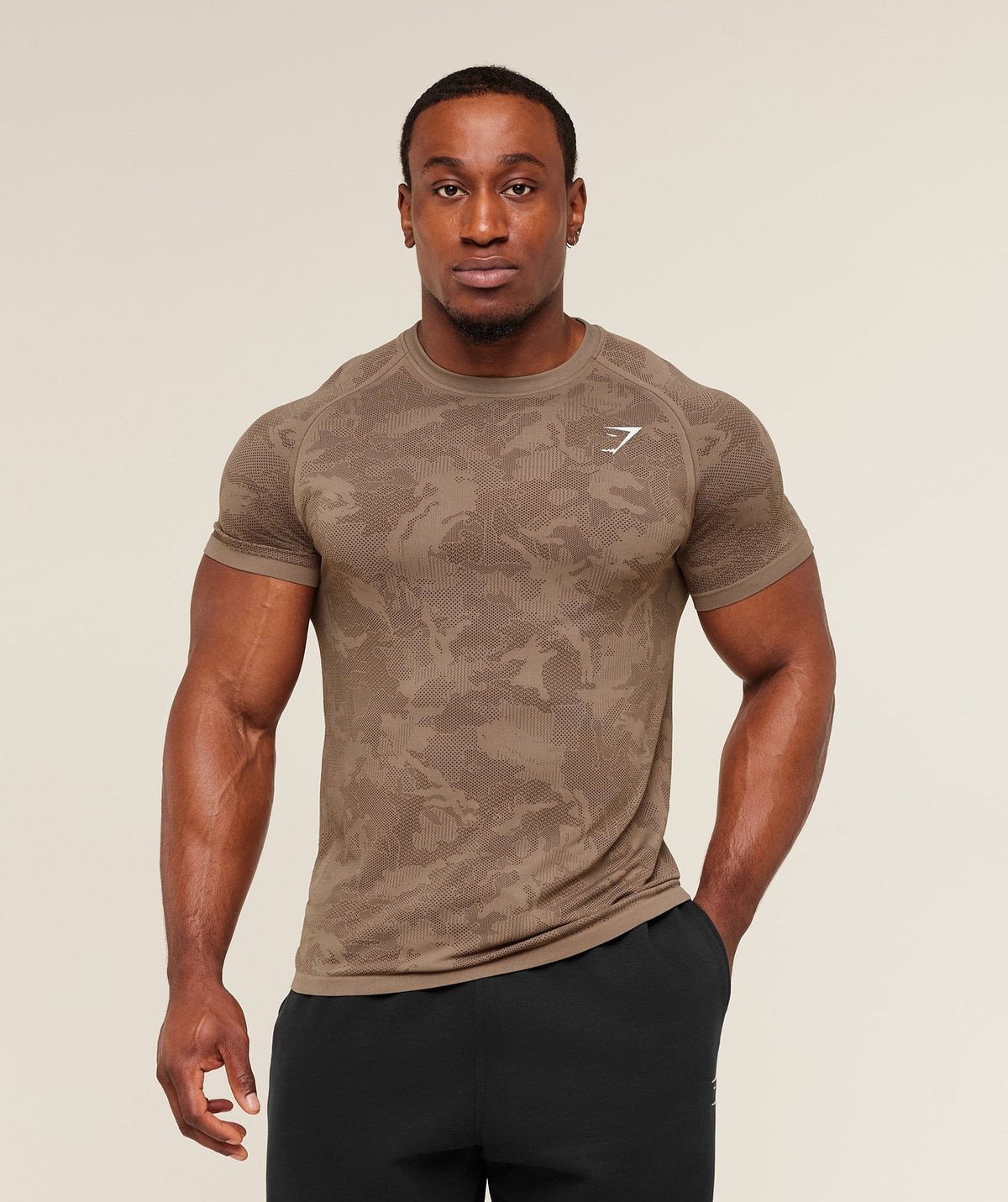 Gymshark Geo Seamless Tee - Lifestyle Brown/Archive Brown