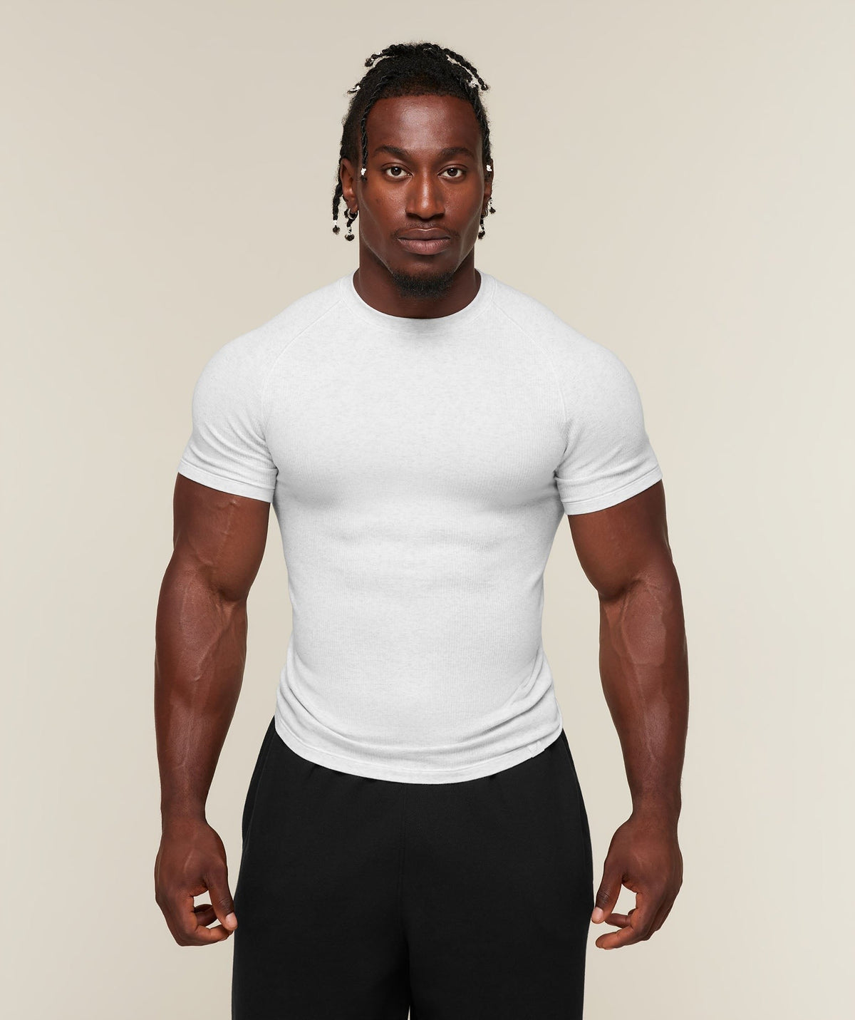 Gymshark Cotton Seamless Tee - White Grey Marl