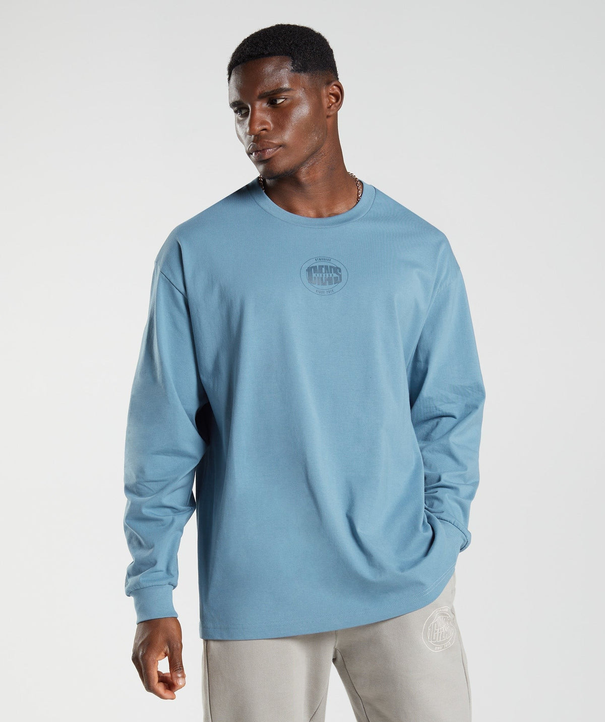 Gymshark GS 10 Year Oversized Long Sleeve Tee - Blue