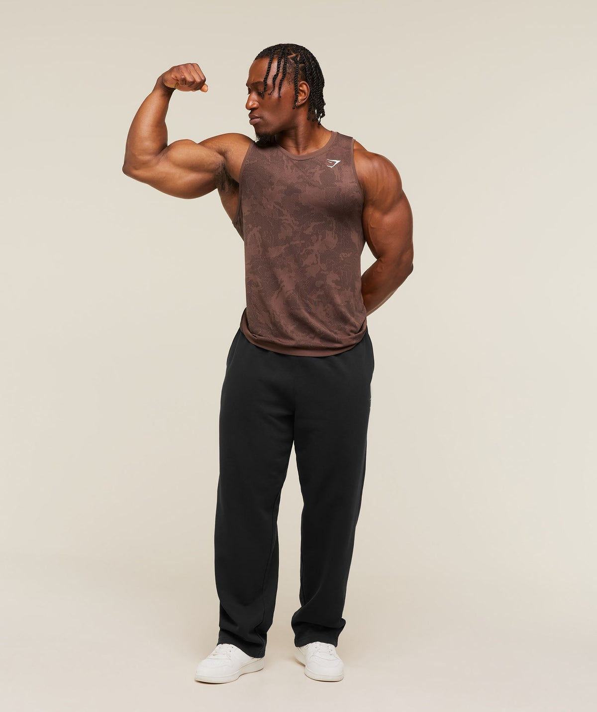 Gymshark Geo Seamless Tank - Espresso Brown/Black