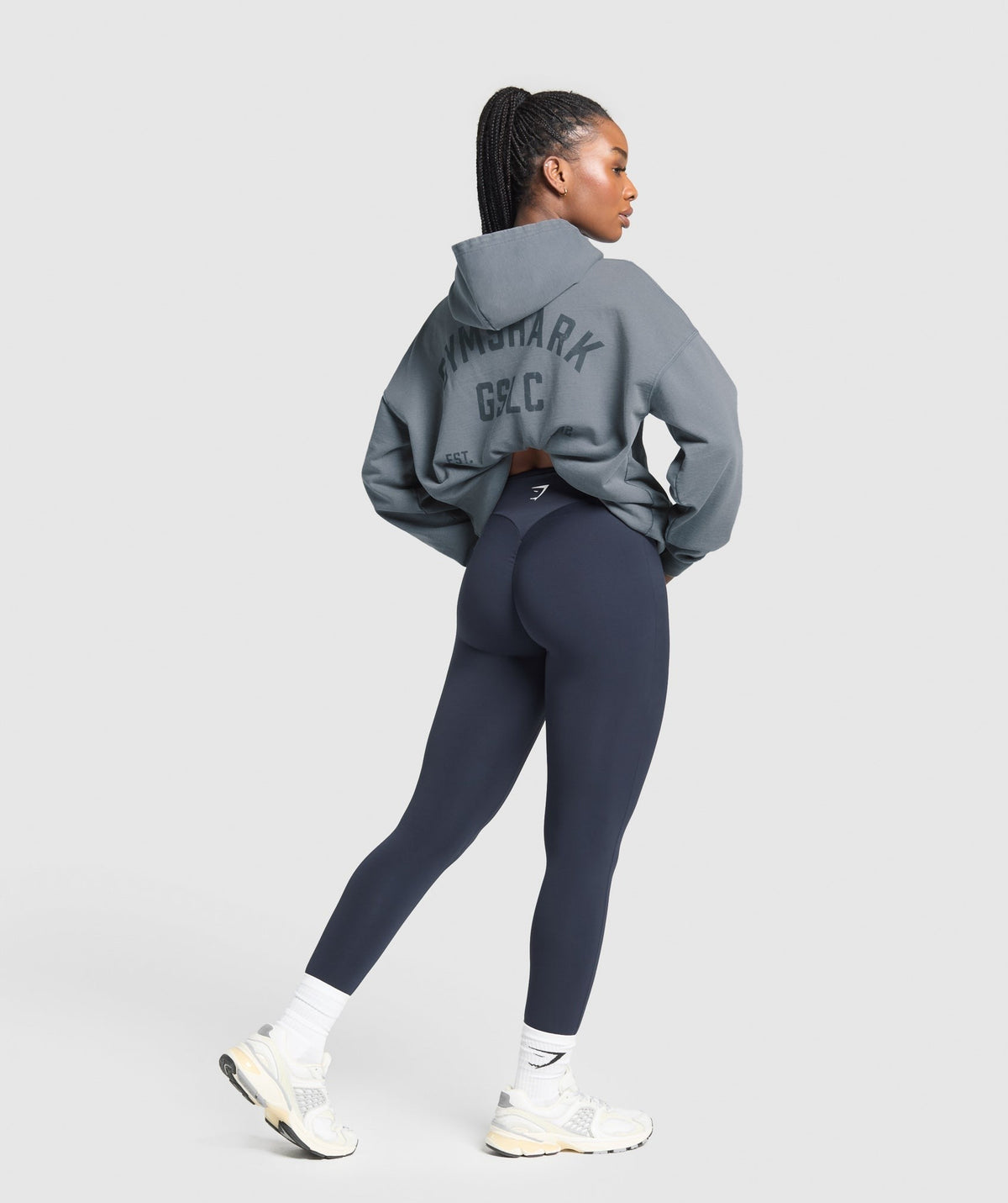 Gymshark 66 Washed Graphic Oversized Hoodie - Iron Blue/Wash