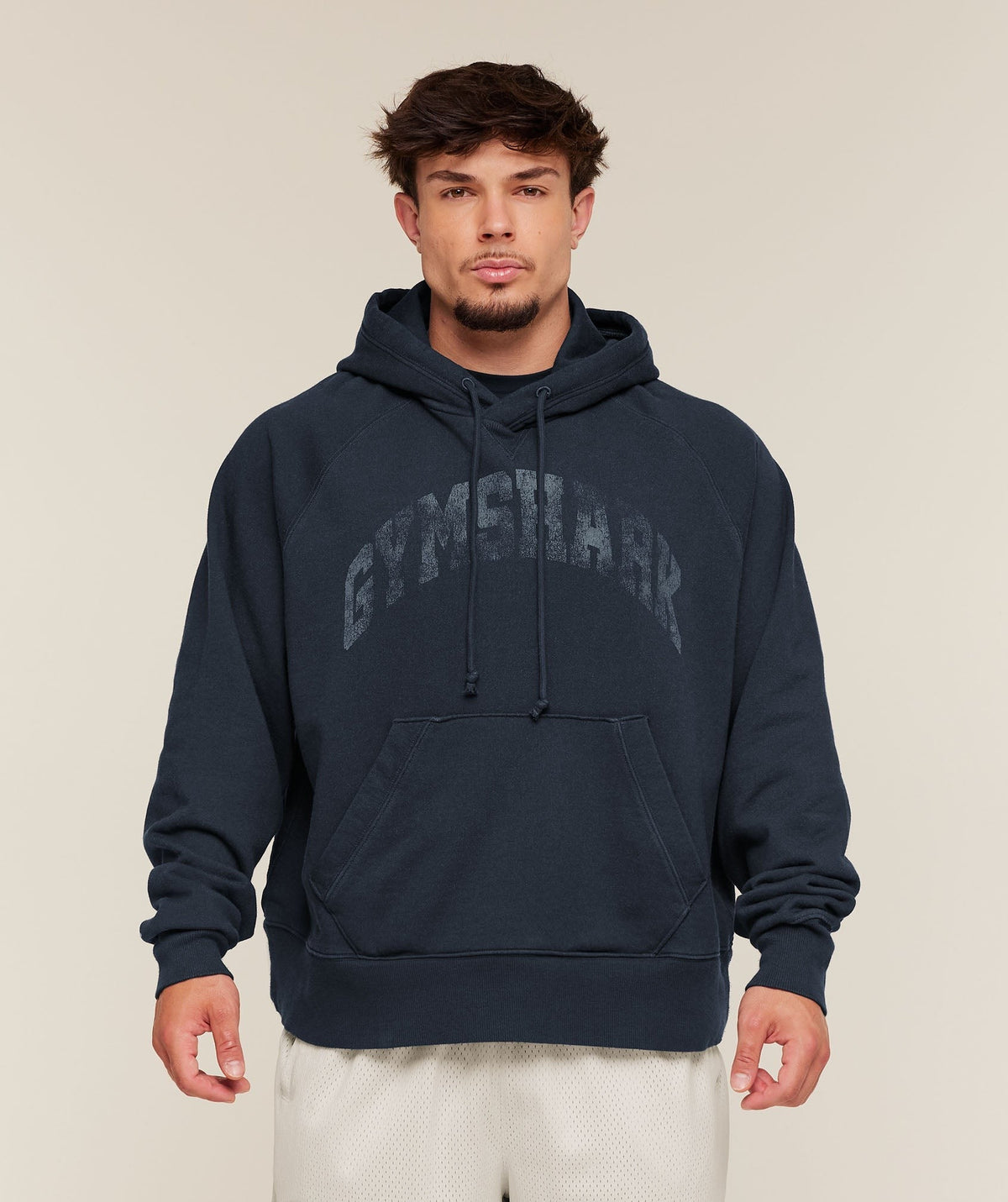 Gymshark Retro Collegiate Graphic Hoodie - Heavy Blue