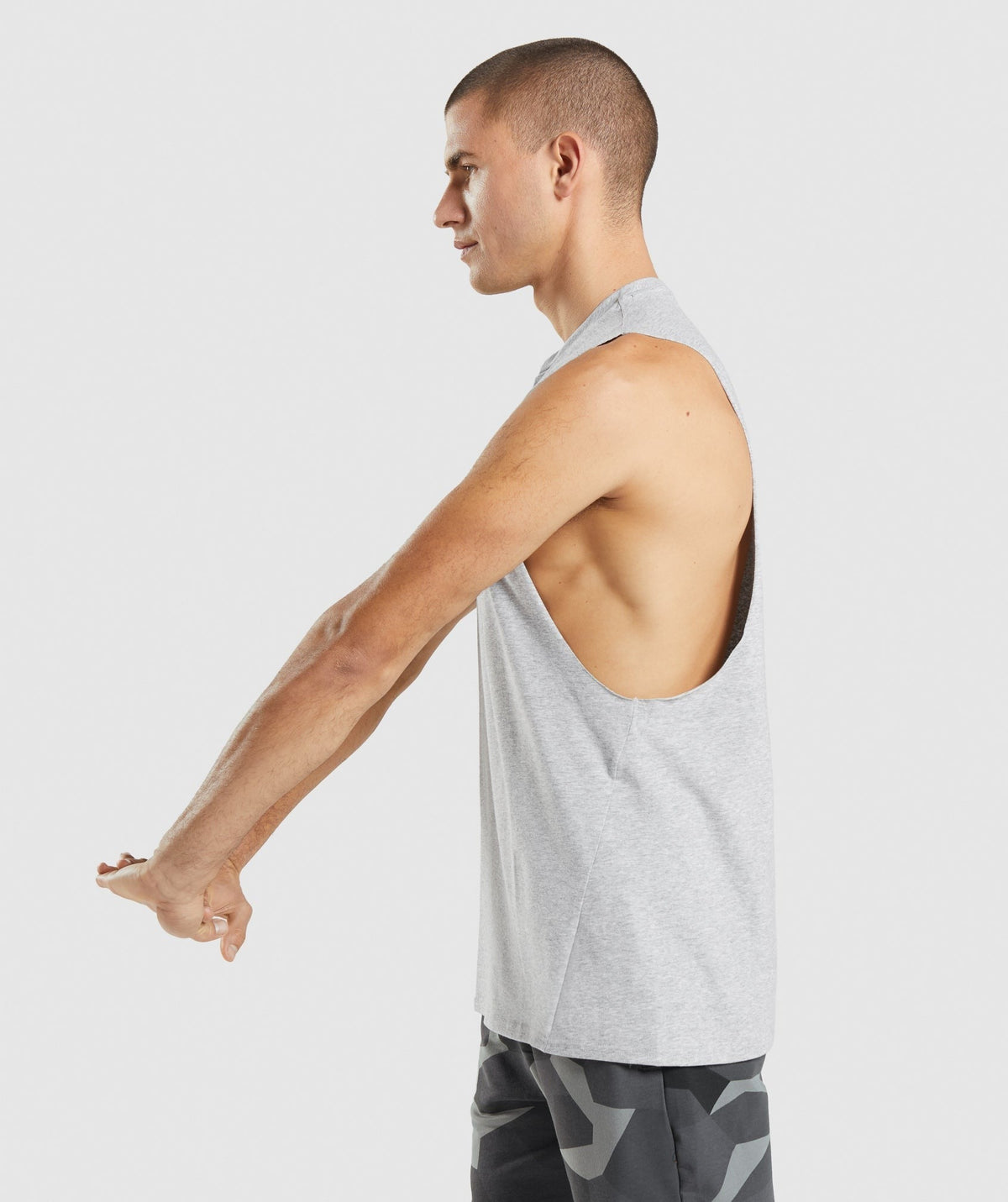 Gymshark Critical Drop Arm Tank - Light Grey Core Marl