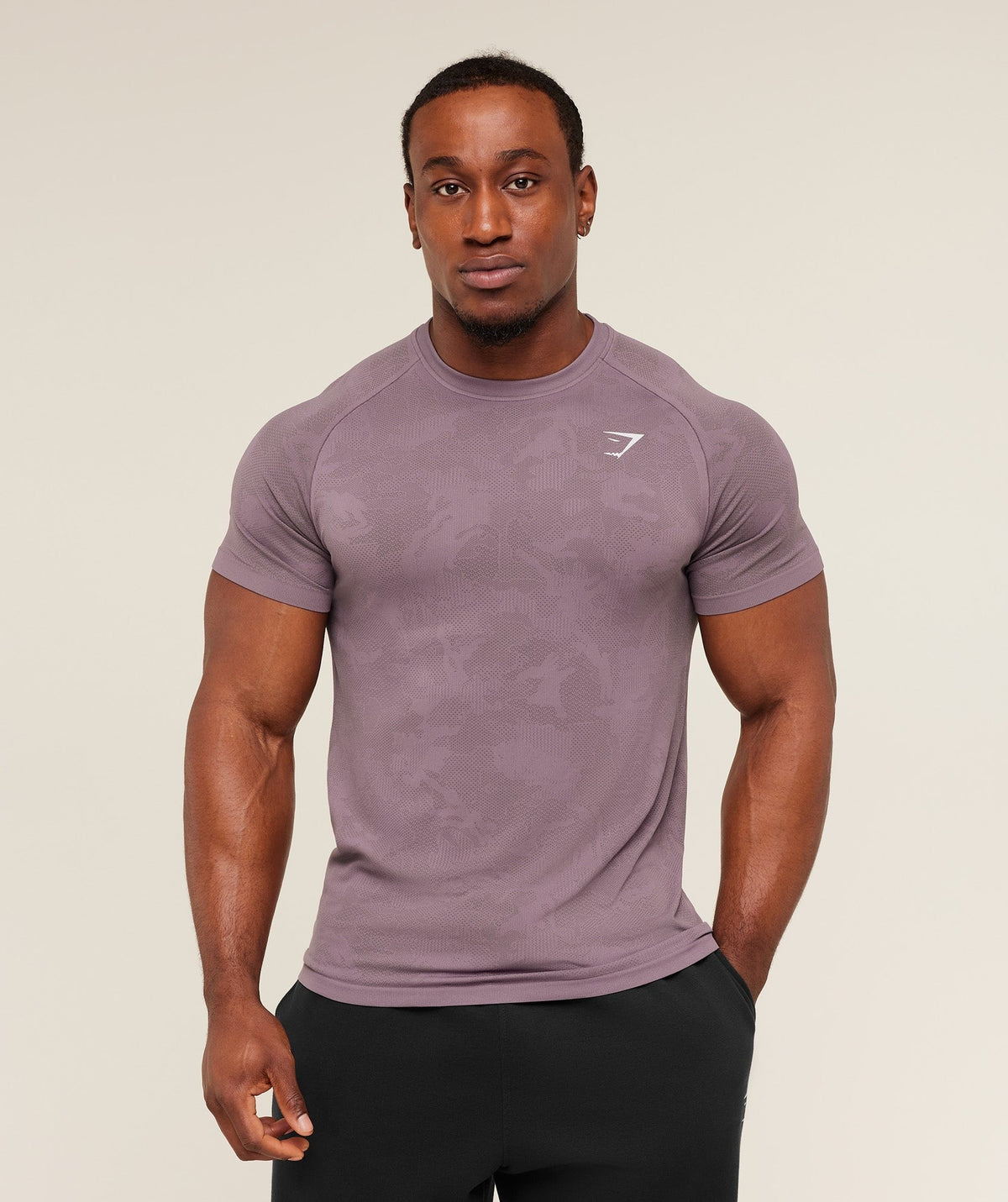 Gymshark Geo Seamless Tee - Dusk Purple/Cool Brown