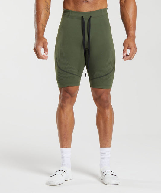 Gymshark 315 Seamless Shorts - Winter Olive/Black