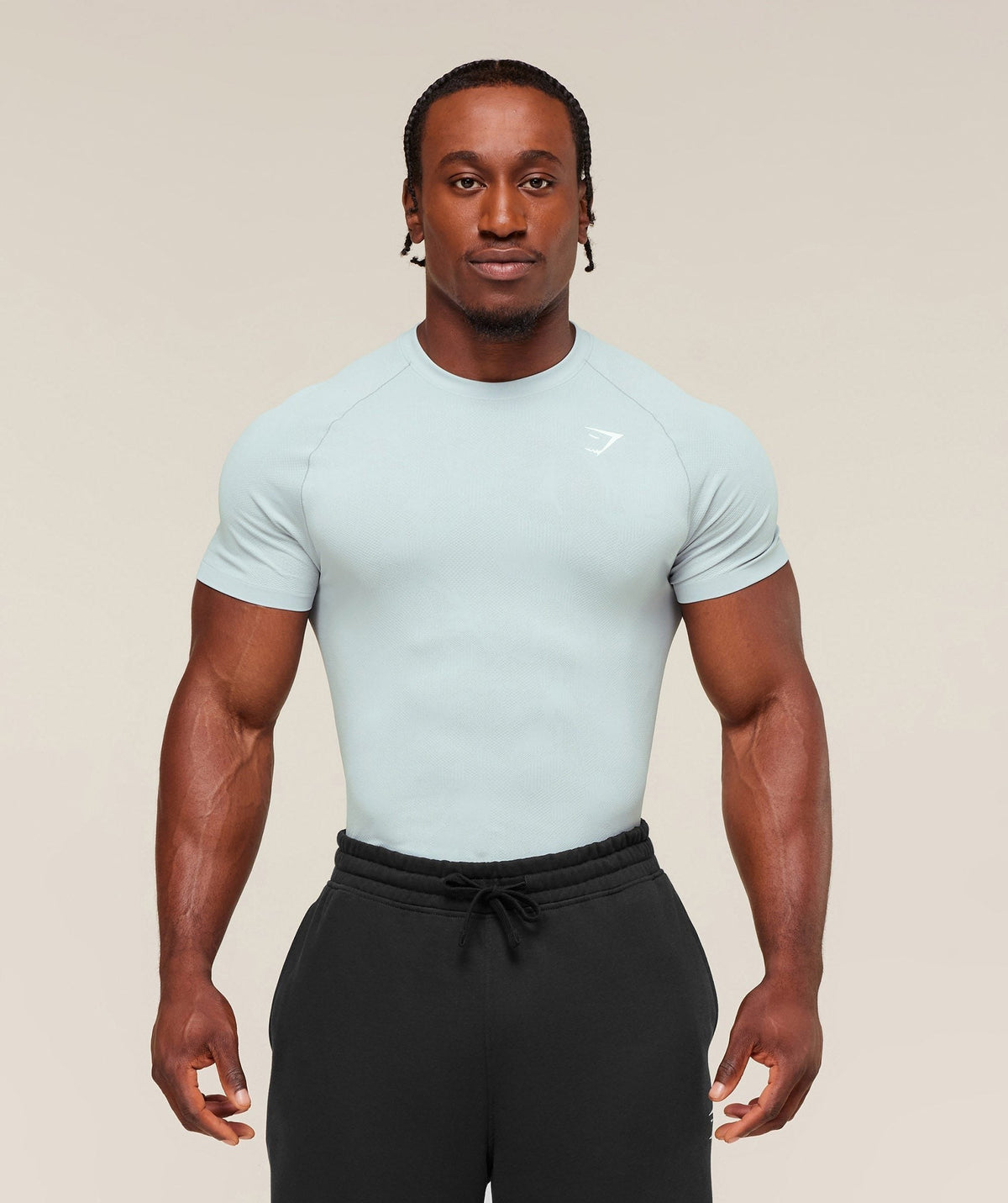Gymshark Geo Seamless Tee - Smoke Blue/Soft White