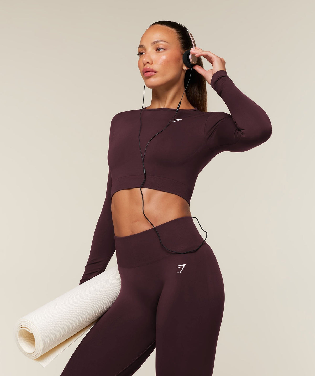 Gymshark Everyday Seamless Long Sleeve Crop Top - Cherry Purple