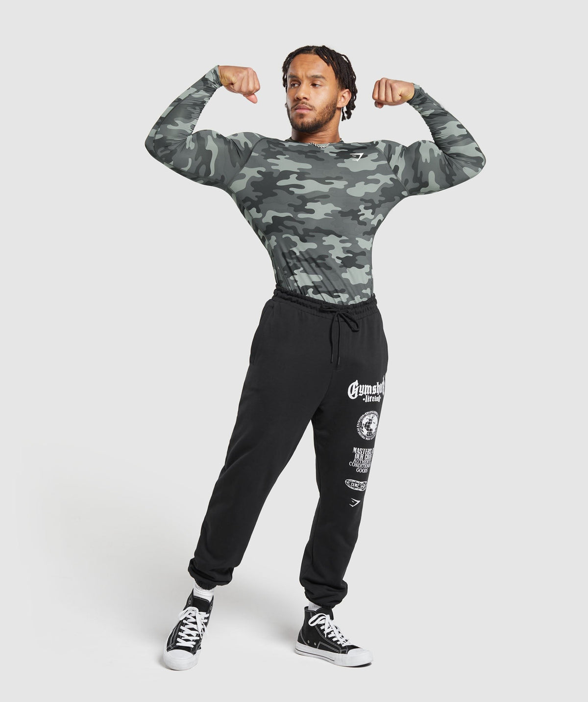 Gymshark Element Baselayer Long Sleeve Tee - Grey Print