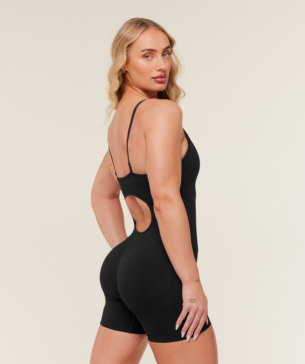 Gymshark Life Seamless Strappy All in One - Black/Black Marl