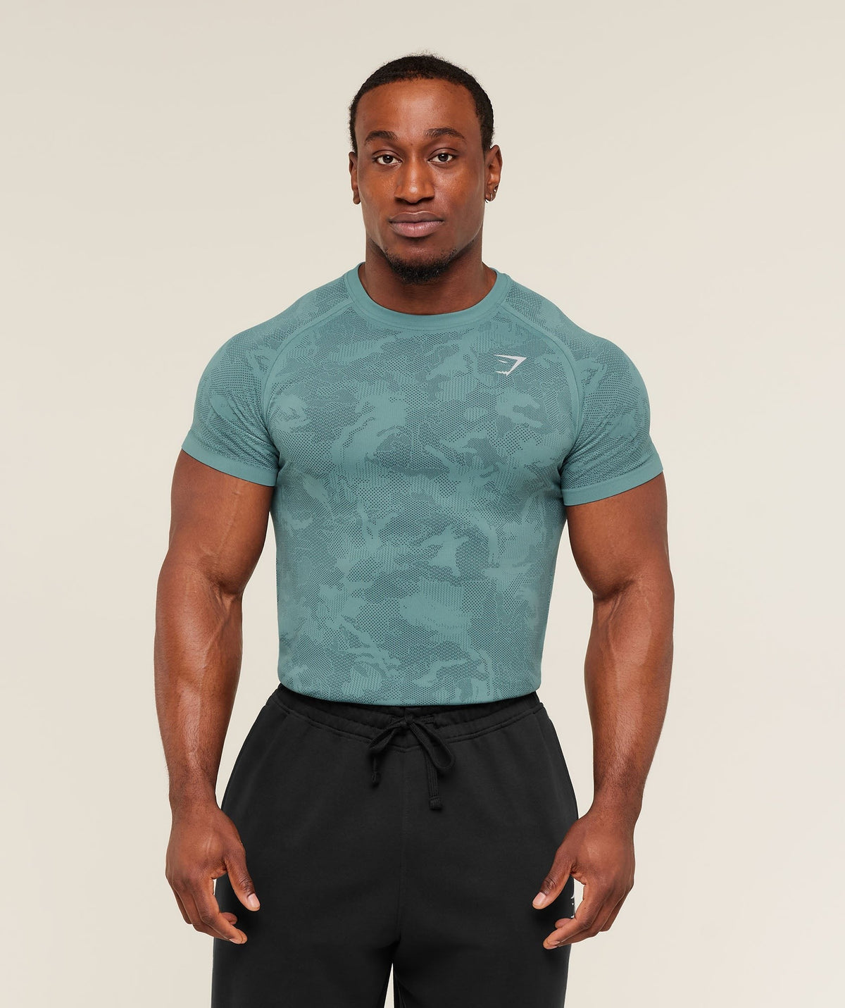 Gymshark Geo Seamless Tee - Storm Blue/Stealth Blue