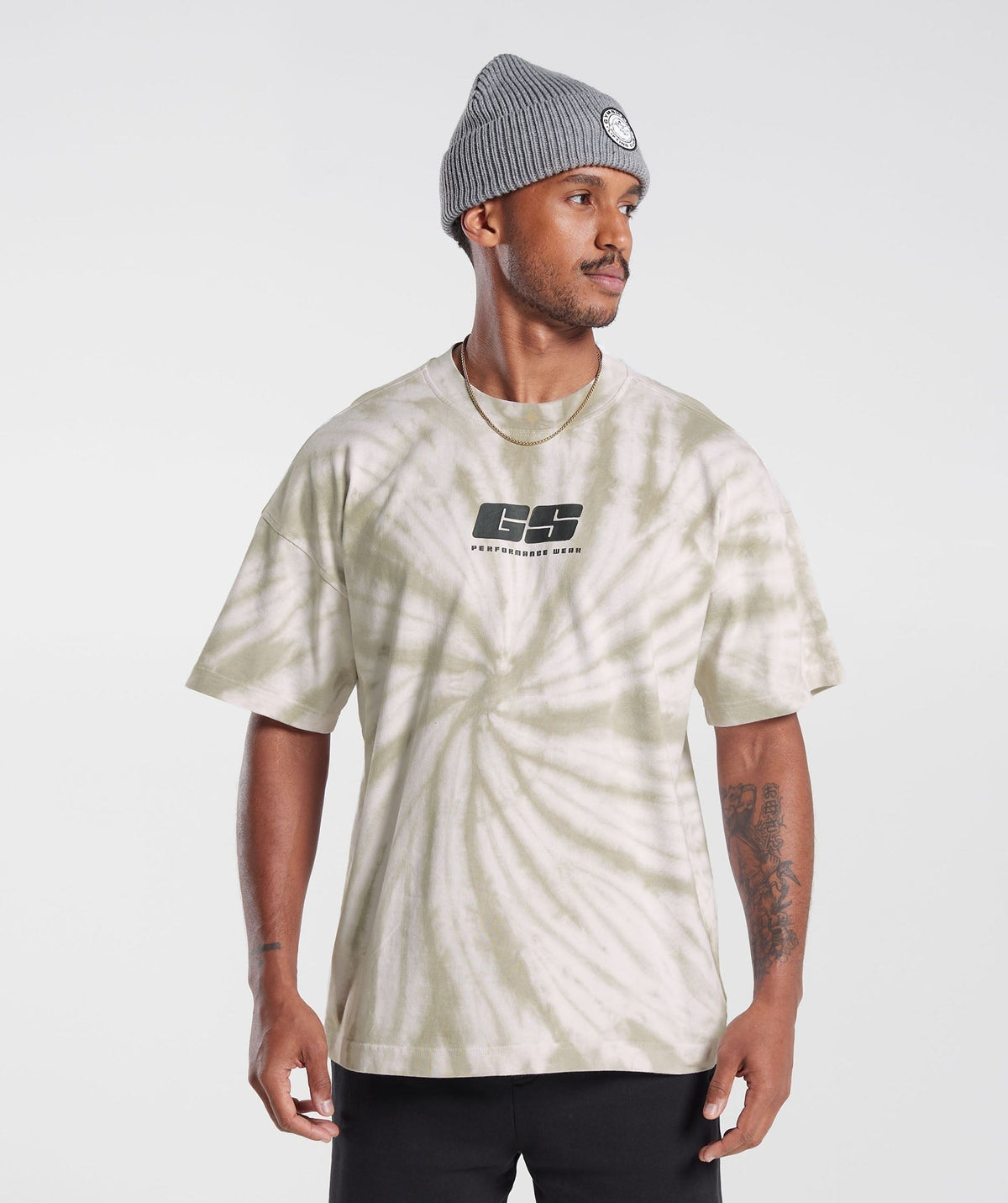 Gymshark Rest Day Tee - White/Mushroom Brown/Spiral Optic Wash