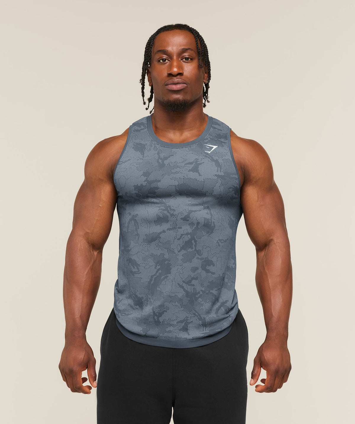 Gymshark Geo Seamless Tank - Shadow Blue/Tranquil Blue
