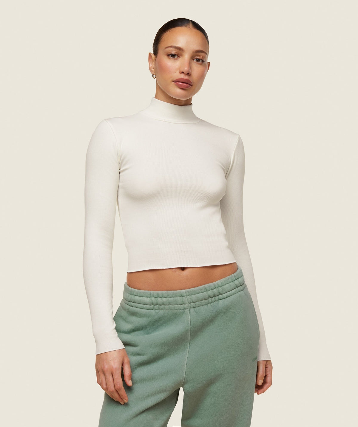 Gymshark Comfort LS Ribbed Turtle Neck - Soft White