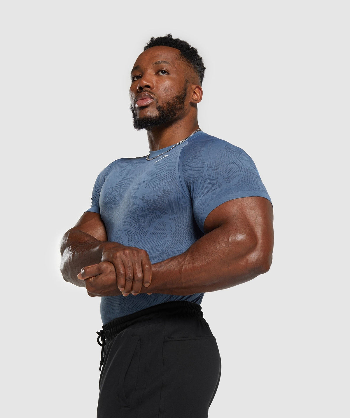 Gymshark Geo Seamless Tee - Faded Blue/Titanium Blue