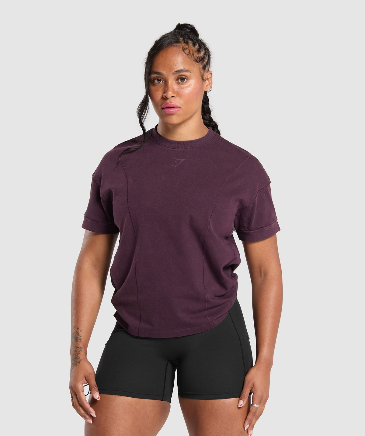 Gymshark Power Tee - Depth Purple/Acid Wash Small Ball