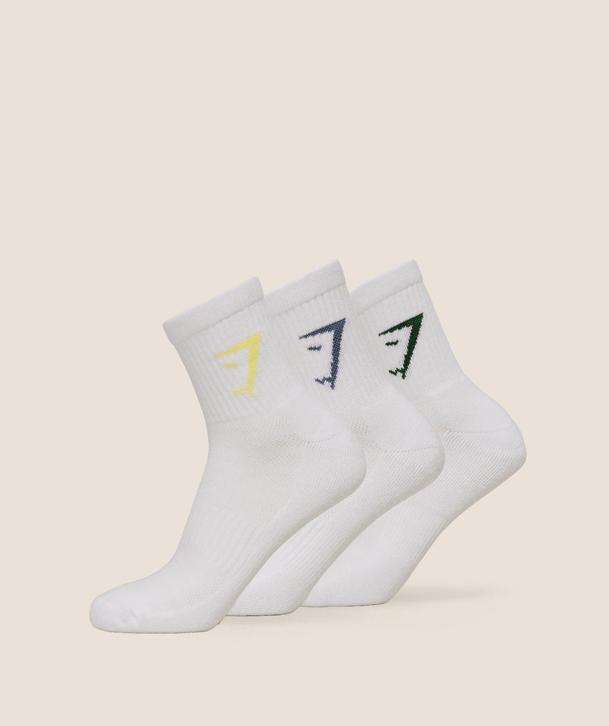 Gymshark Midi Socks 3pk - Lift Green/Worn Blue/Sorbet Yellow