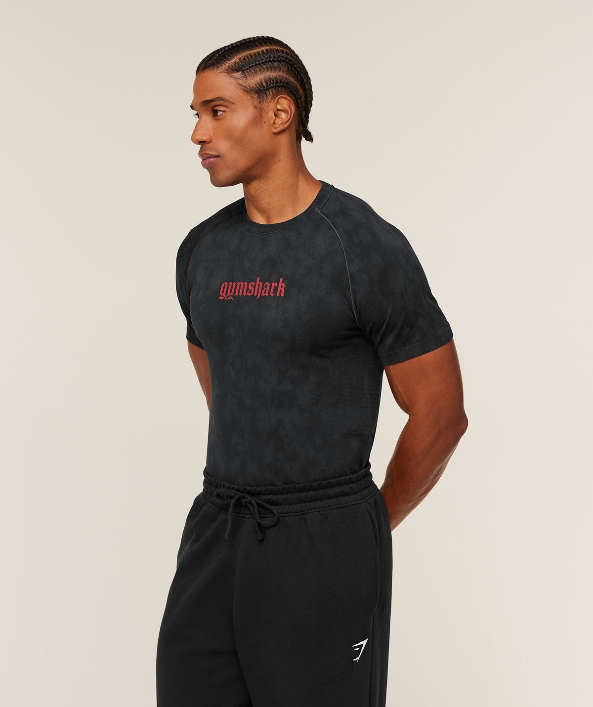 Gymshark Grunge Seamless Tee - Black/Onyx Grey