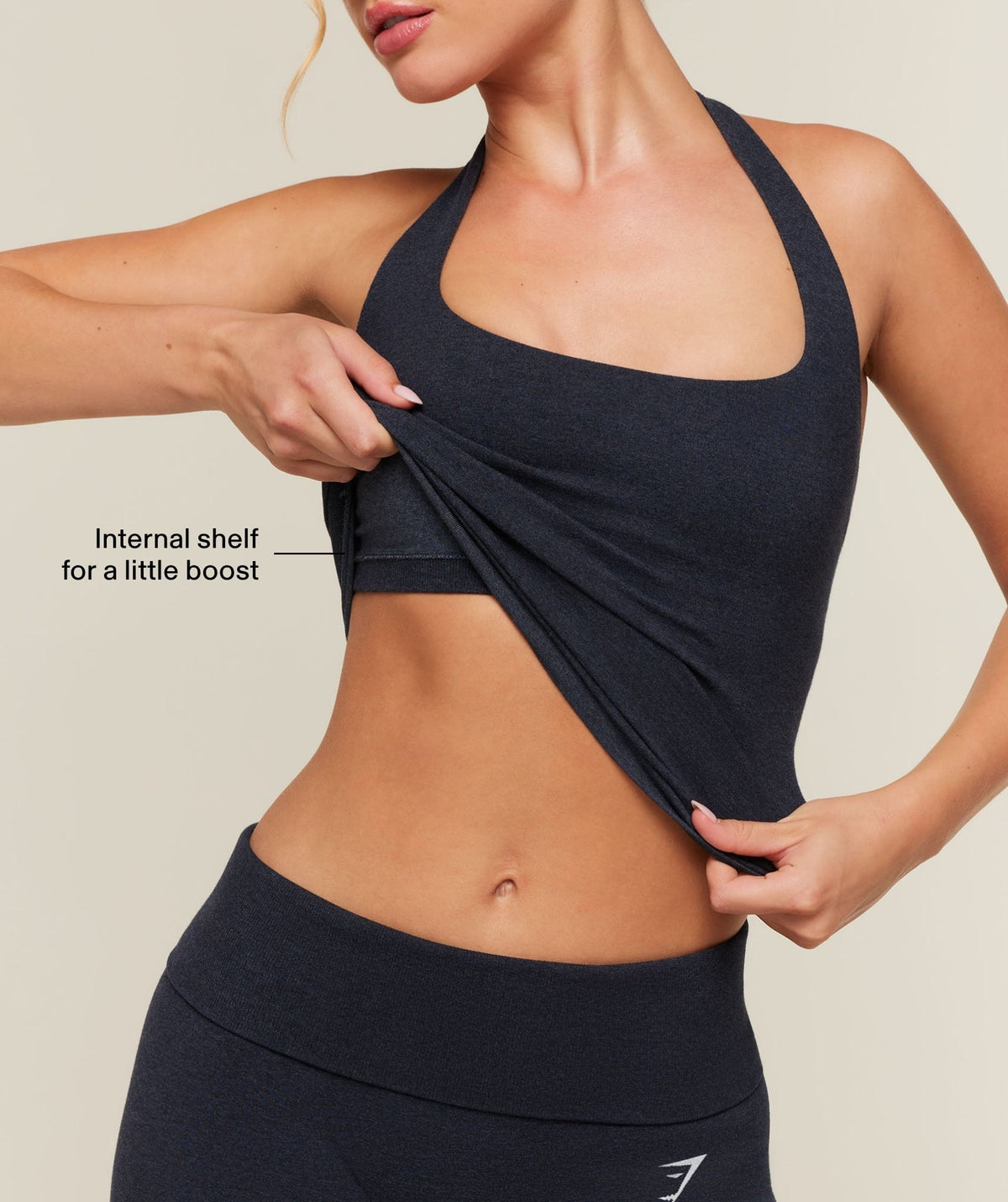Gymshark CottonMoveTM Halterneck Top - Deep Blue Marl