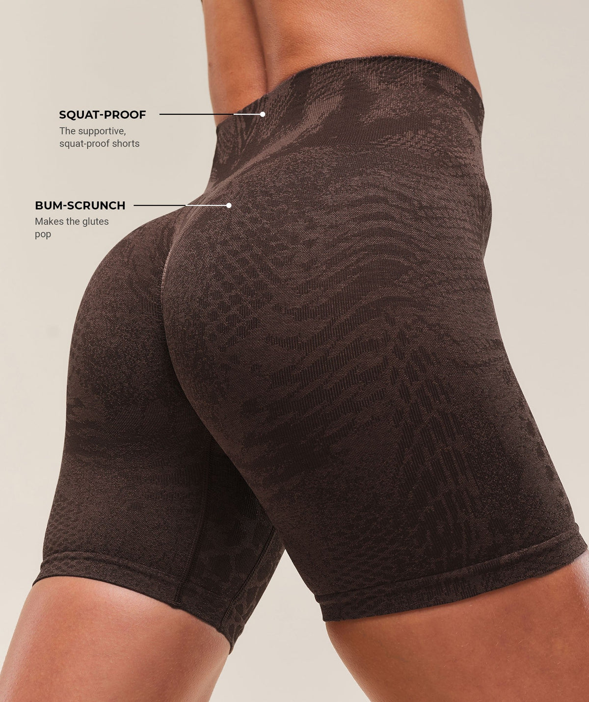 Gymshark Adapt Animal Seamless Shorts - Soft Brown/Archive Brown
