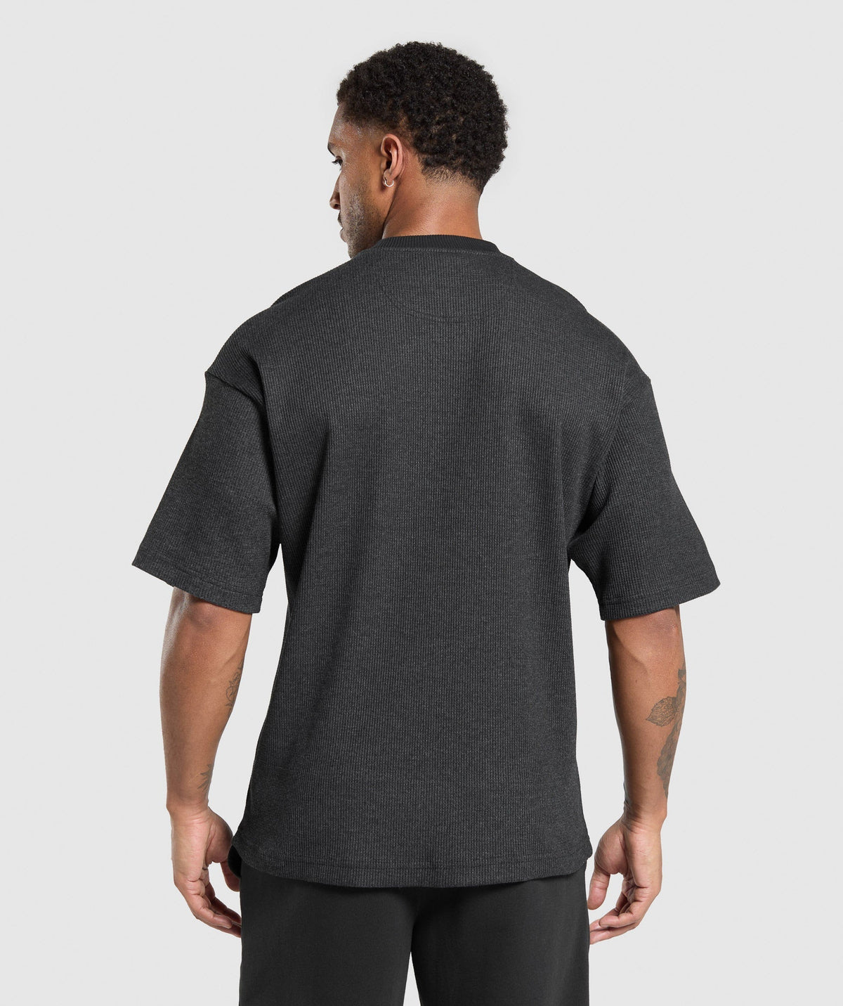 Gymshark Waffle Oversized Tee - Black/Cotton Part Dye